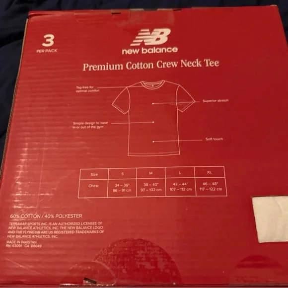 New Balance White Premium Cotton Crew Neck Tee. 3 pack - Picture 2 of 3